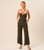 Calça de linho militar Guilhermina