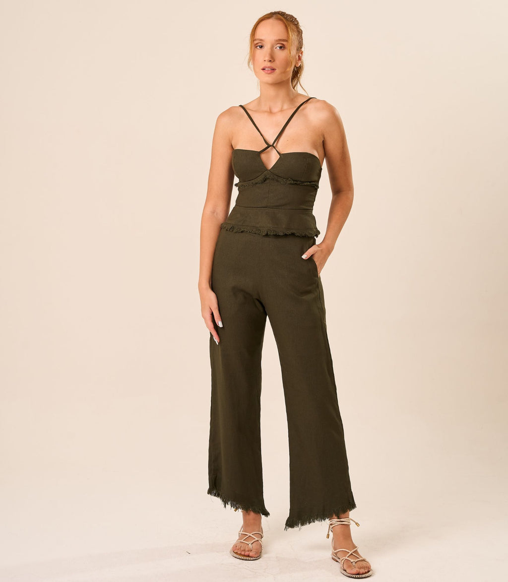 Calça de linho militar Guilhermina