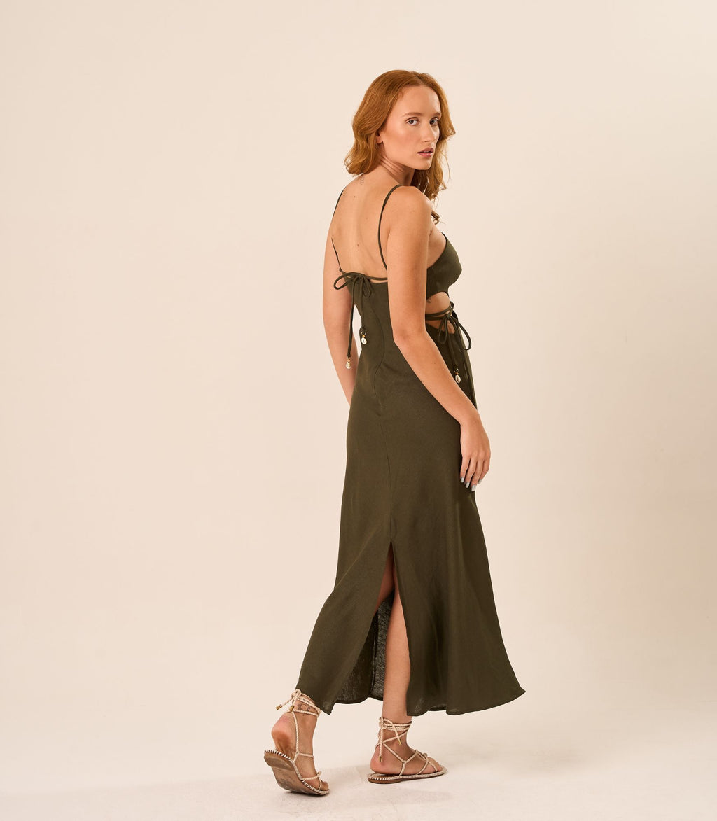 Vestido de Linho militar Bárbara