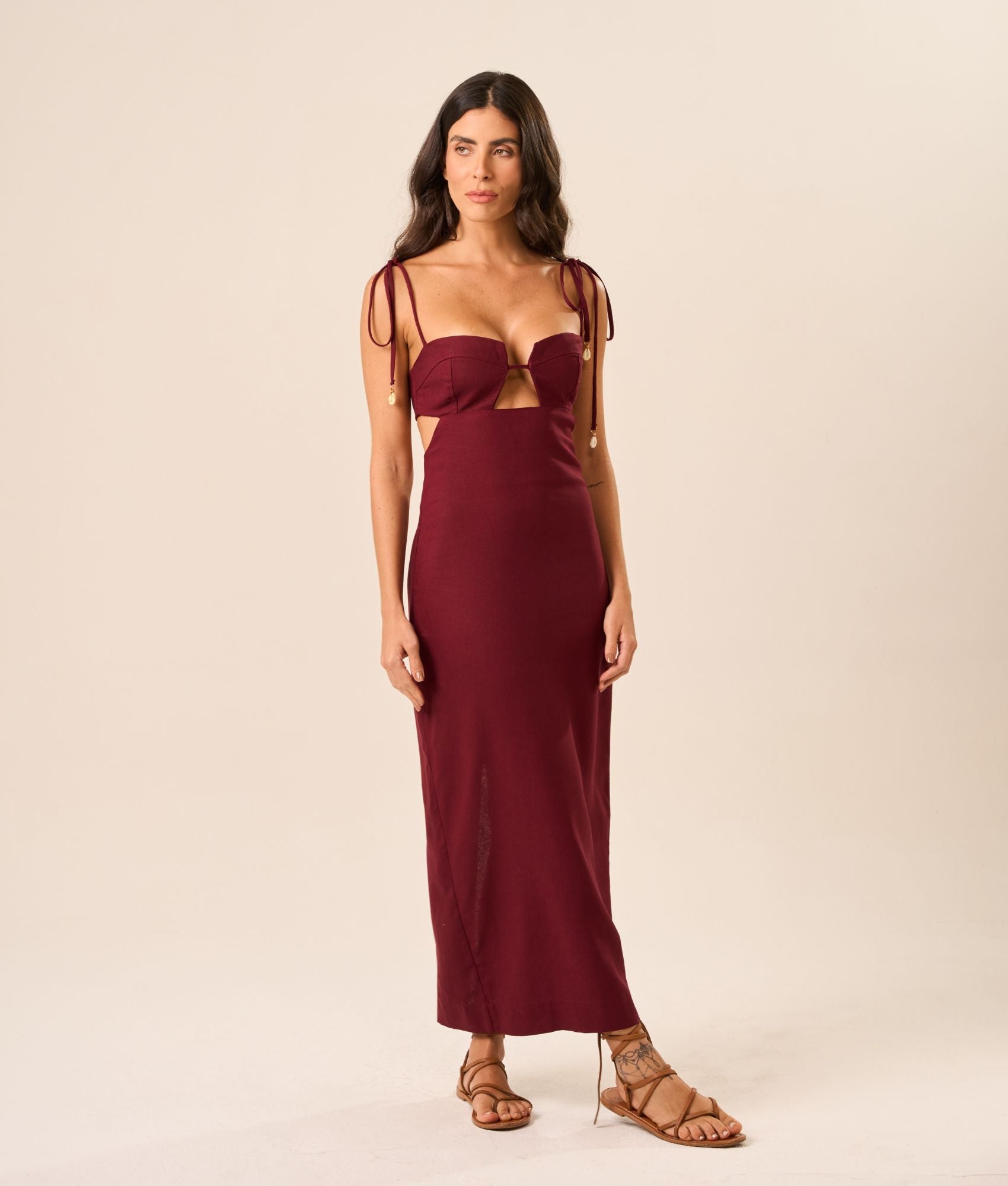 Vestido de Linho cereja Alana
