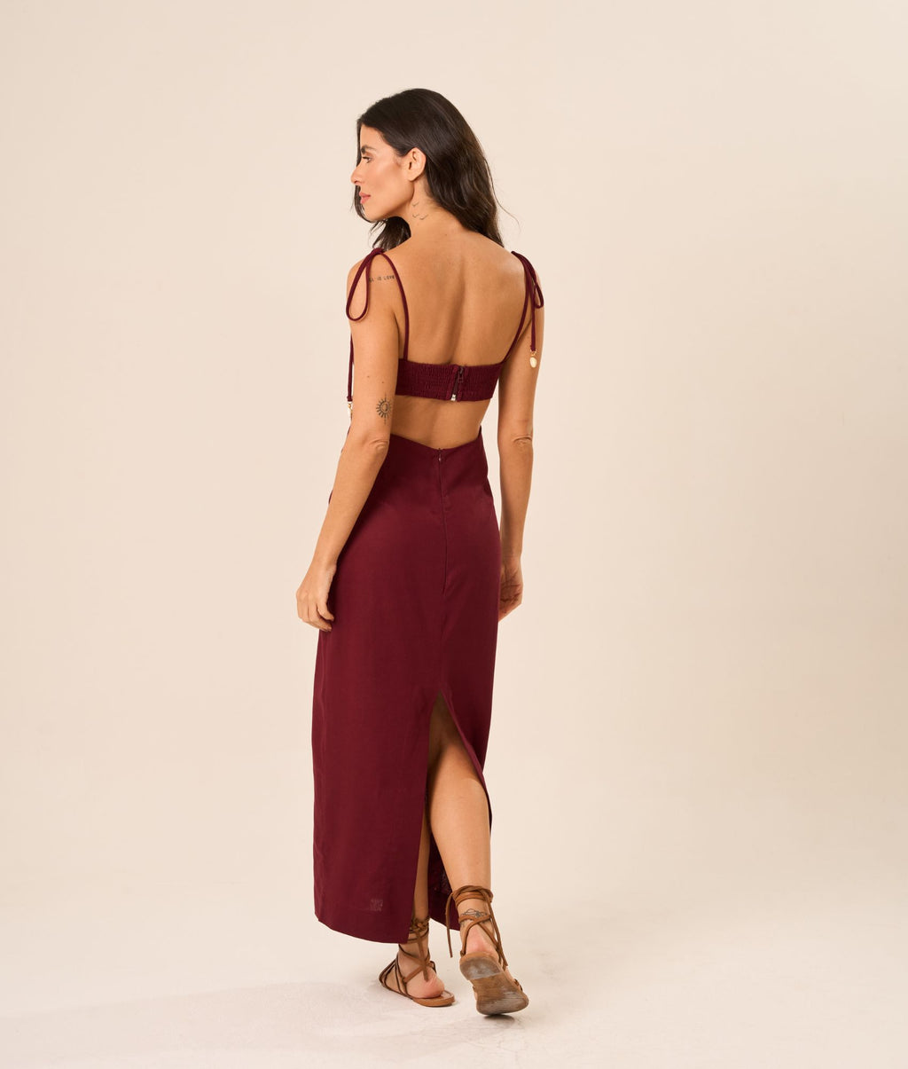 Vestido de Linho cereja Alana