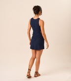 Vestido de linho marinho Babi