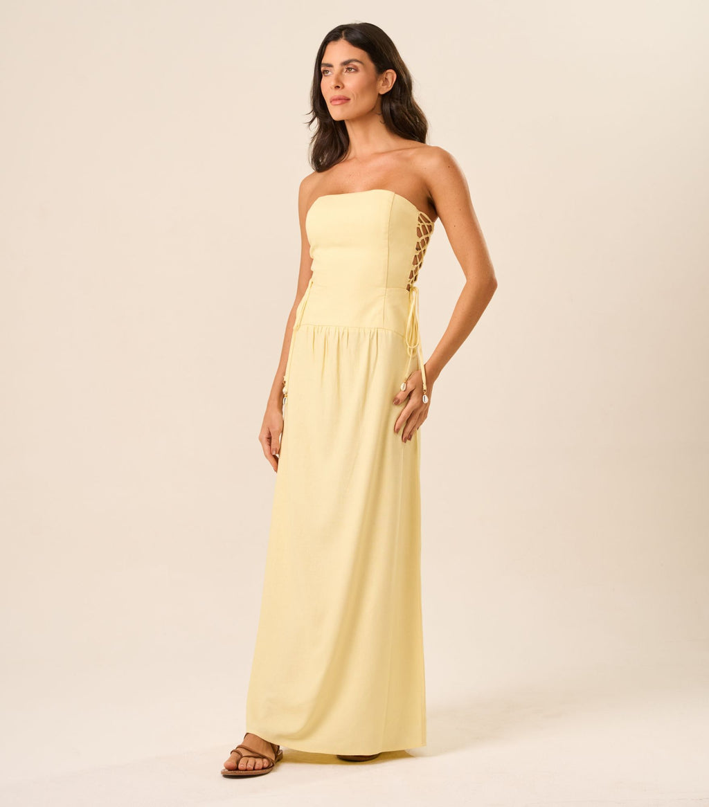Vestido de Linho baunilha Marcela