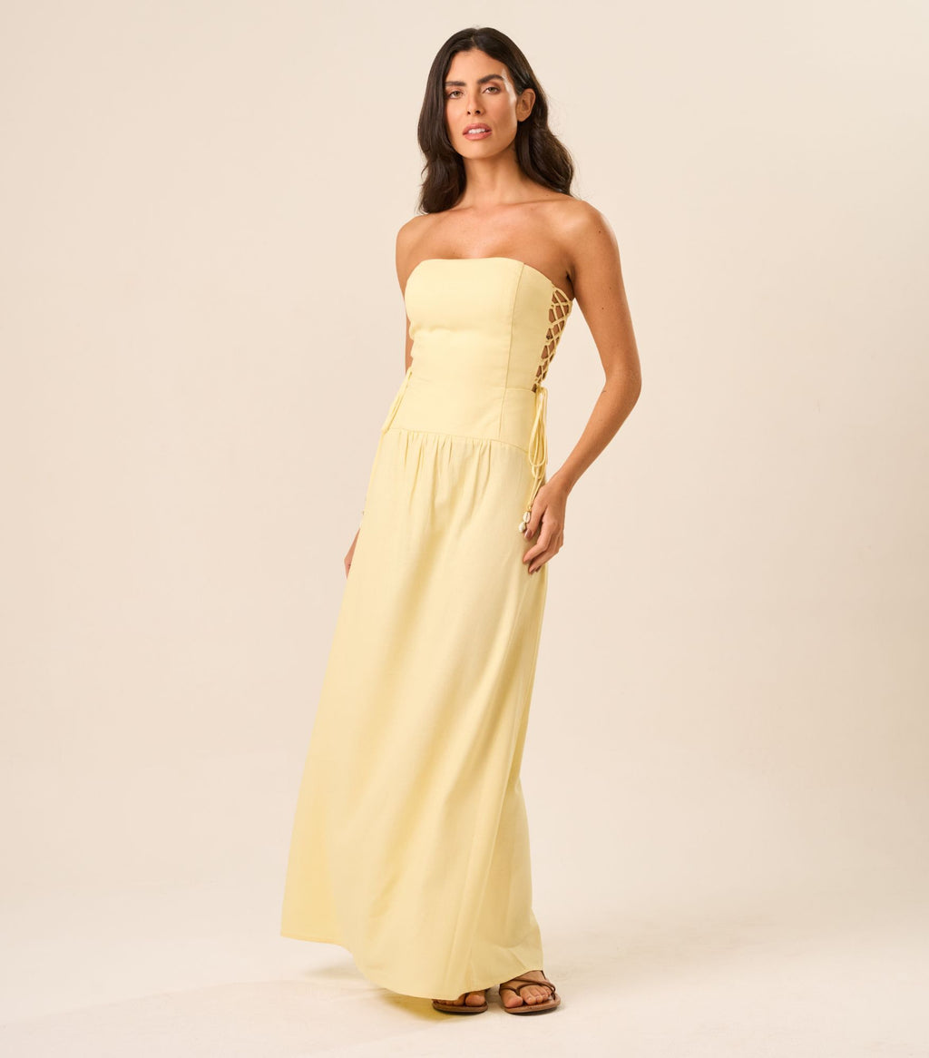 Vestido de Linho baunilha Marcela