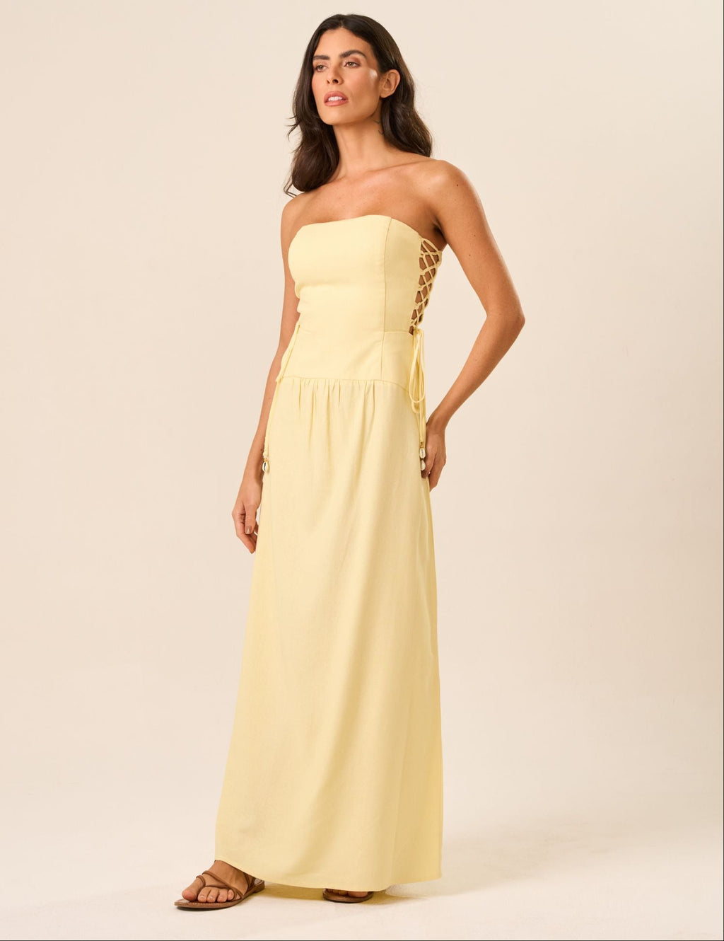 Vestido de Linho baunilha Marcela