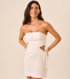 Vestido de linho off-white Nanda