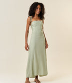 Vestido de Linho verde-chá Celina