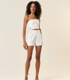 Short de linho off-white Milena